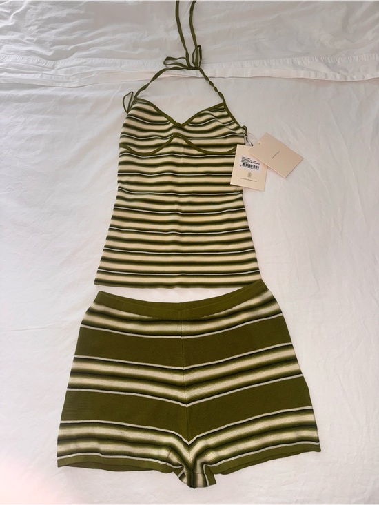 Faithfull the Brand Other - Citara Halter Top & Shorts Ombre Stripe Micro Juniper Set